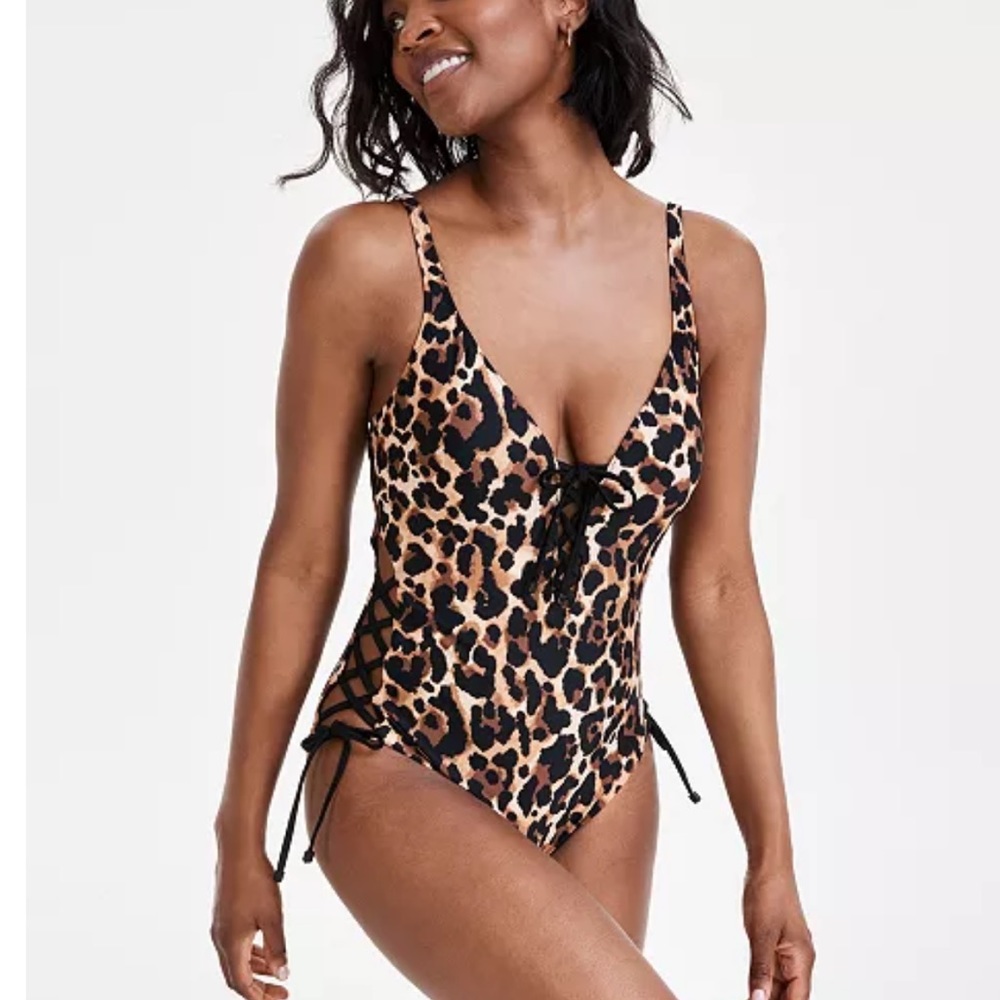 BAR III
Women's Lace-Up Cheetah Print Swimsuit